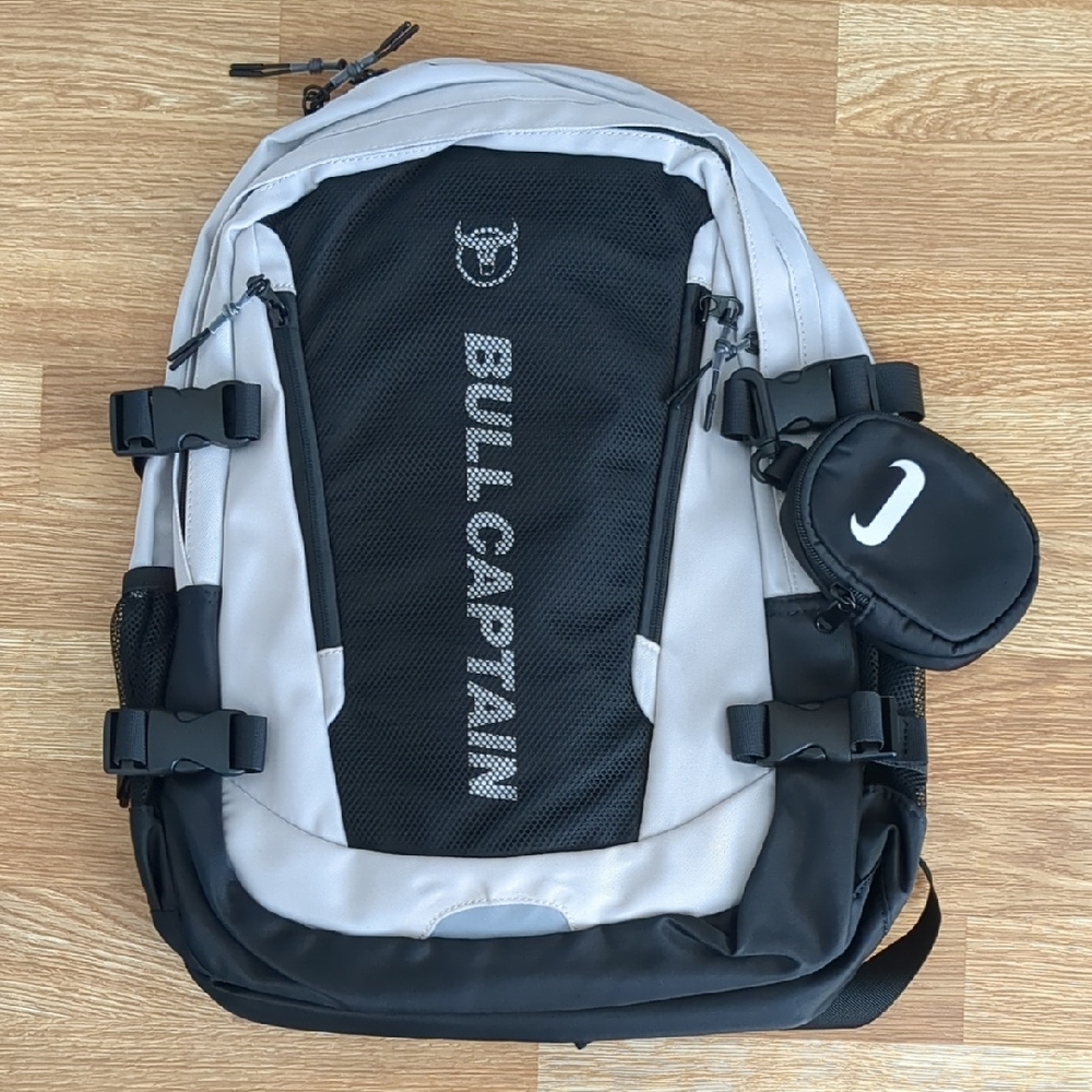 Mens or Womens Tan and Black Laptop Backpack by Bull Captain, NEW nwt